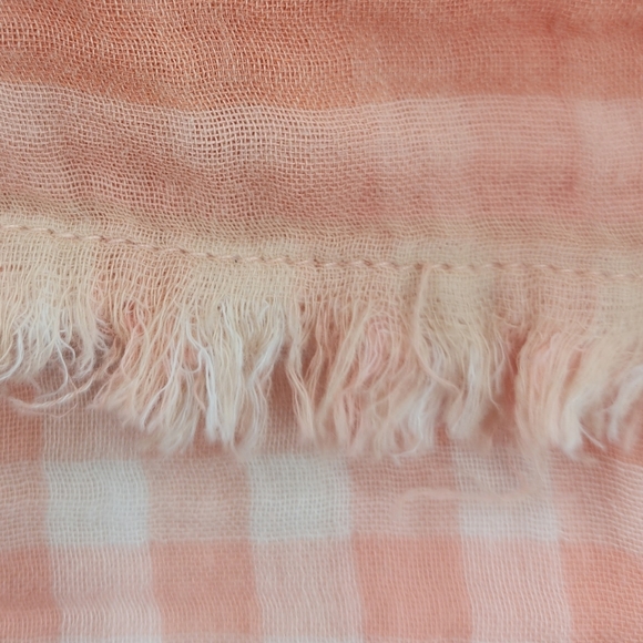 Chelsea & Theodore Peachy Pink Plaid Gauze Like Short Sleeve Womens Size XSmall - Picture 7 of 12